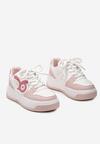 Biało-Różowe Sneakersy na Grubej Podeszwie z Abstrakcyjną Aplikacją Cadisa