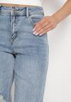 Niebieskie Szerokie Jeansy z Przetarciami i Dziurami Pietaria
