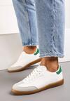 Biało-Zielone Sneakersy przed Kostkę Sznurowane Alestren
