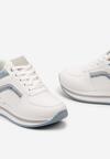 Biało-Niebieskie Sneakersy z Brokatowymi Wstawkami i Piankową Podeszwą Oriontia