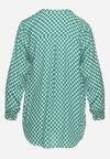 Zielona Bluzka Koszulowa z Wiskozy w Mozaikowy Wzór Aalius