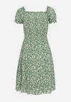 Zielona Sukienka Hiszpanka z Bawełny w Drobne Kwiatki Wietema