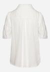 Biała Koszula Bawełniana z Krótkim Lekko Bufiastym Rękawem i Stójką Heapopia