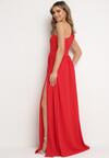 Czerwona Rozkloszowana Sukienka Maxi na Jedno Ramię Beliotta