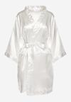 Biały 6-częściowy Komplet Piżamowy Szlafrok, Koszula Nocna Spodnie Top Szorty i Opaska Kirosa
