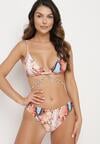 Jasnobeżowe 2-częściowe Bikini z Motywem Skóry Węża z Łańcuszkiem Lexisae