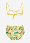 Żółte Bikini Gładki Biustonosz i Wzorzyste Wysokie Figi Ortella