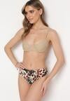 Ciemnobeżowe Bikini Strój Kąpielowy Dwuczęściowy z Ozdobnymi Figami Piavera