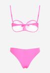 Różowe Bikini Biustonosz na Cienkich Ramiączkach z Regulacją i Wiązaniem Majtki Typu Figi Brasmarie