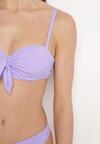 Fioletowe Bikini Biustonosz na Cienkich Ramiączkach z Regulacją i Wiązaniem Majtki Typu Figi Brasmarie