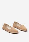 Brązowe Balerinki z Imitacji Zamszu z Przeszyciem Wokół Podeszwy Ailemura