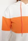 Biało-Pomarańczowa  Bawełniana Bluza Zakładana Przez Głowę z Kapturem Getella