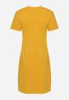 Żółta Bawełniana Sukienka T-shirtowa o Dopasowanym Kroju Maristar