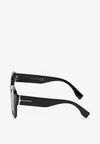 Zielono-Czarne Okulary Przeciwsłoneczne o Dużych Szkłach Etella
