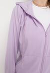Fioletowy  2-częściowy Komplet Dresowy Bluza z Kapturem Spodnie z Gumką w Pasie Regulowane Tellfana