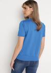 Niebieski Wiskozowy T-shirt Ozdobiony Cyrkoniami Nililena