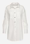 Biała Koszula Oversize z Ażurowym Wzorem na Rękawach Vadena