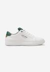 Biało-Zielone Sznurowane Płaskie Buty Sportowe z Ozdobnym Napisem Ruthmarie