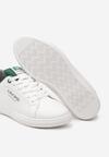 Biało-Zielone Sznurowane Płaskie Buty Sportowe z Ozdobnym Napisem Ruthmarie