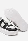Czarno-Białe  Sznurowane Sneakersy na Grubej Podeszwie Levitellia