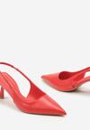 Czerwone Wsuwane Sandały na Obcasie Kaczuszka z Odkrytą Piętą i Noskiem w Szpic Novigradia