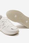 Białe Sznurowane Sneakersy na Płaskiej Podeszwie z Metalicznym Wykończeniem Vivamarie