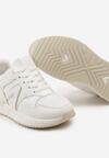 Białe Sznurowane Sneakersy przed Kostkę na Płaskiej Podeszwie z Aplikacją Irines