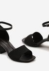 Czarne Sandały na Słupku z Imitacji Skóry z Regulowanym Paskiem przy Kostce Inestelle