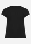 Czarna Bluzka T-shirt z Napisem na Przodzie Vanneli