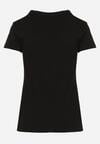 Czarny T-shirt Koszulka z Bawełny z Metalicznymi Guzikami Cariena