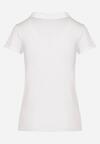 Biały T-shirt Koszulka z Bawełny z Metalicznymi Guzikami Cariena