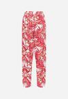 Różowo-Białe Spodnie z Wiskozy we Florystyczny Print z Gumką w Talii Btella