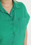 Zielona Sukienka Koszulowa z Wiskozy z Kieszonką o Pudełkowym Fasonie Caviella