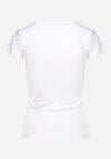 Biała Koszulka T-shirt z Koronką na Rękawach i Dekolcie Aines