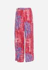 Różowo-Granatowe Wiskozowe Spodnie Szerokie z Ozdobnymi Rozcięciami po Bokach w Abstrakcyjny Print Maybella