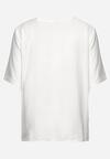 Biały Bawełniany T-shirt z Nadrukiem i Kieszonką Lovelina
