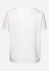 Biały T-shirt Bluzka  z Krótkim Rękawem z Ozdobnym HaftemTesagia