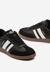 Czarne Płaskie Klasyczne Buty Sportowe Sneakersy ze Sznurowaniem z Ozdobnym Noskiem i Paskami Timaela