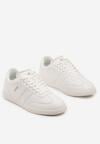 Białe Płaskie Klasyczne Buty Sportowe Sneakersy ze Sznurowaniem z Ozdobnym Noskiem i Paskami Timaela
