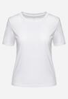 Biały Gładki T-shirt z Krótkim Rękawem Elldora