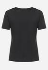 Czarny Gładki T-shirt z Krótkim Rękawem Elldora