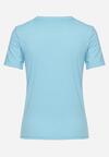 Jasnoniebieski Gładki T-shirt z Krótkim Rękawem Elldora