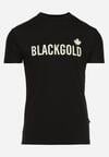 Czarna Klasyczna Koszulka z Bawełny z Ozdobnym Napisem Altima
