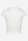 Biały T-shirt o Krótkim Dopasowanym Kroju z Napisem Ebira