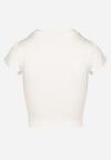 Biały Dopasowany T-shirt Cropped z Napisem z Pzodu Yaloena