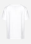 Biały Bawełniany T-shirt z Krótkim Rękawem i Ozdobnym Nadrukiem Biolivia
