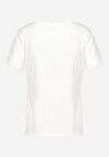 Biały Bawełniany T-shirt z Ozdobnym Napisem z Cyrkonii Tiavalia