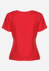 Czerwony Bawełniany T-shirt z Krótkim Rękawem i Metalicznym Nadrukiem Cadiana