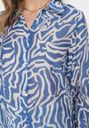Niebiesko-Biała Koszula z Długim Rękawem i Guzikami Maiela