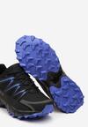 Czarno-Niebieskie Sznurowane Buty Sportowe Sneakersy na Grubej Podeszwie Moalla